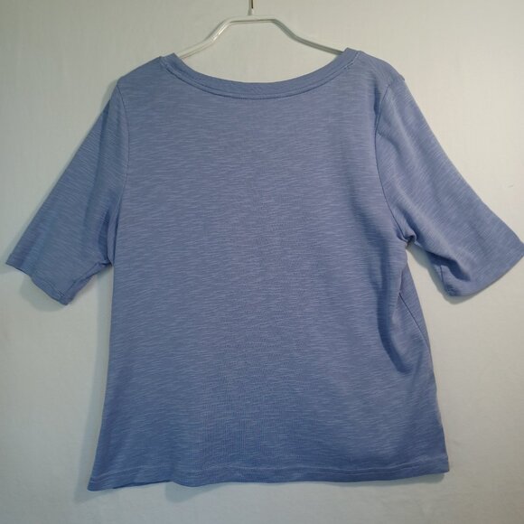 J Jill Tee Shirt Pima Scoop Neck Elbow Sleeve Blue Womens Small - Picture 7 of 11